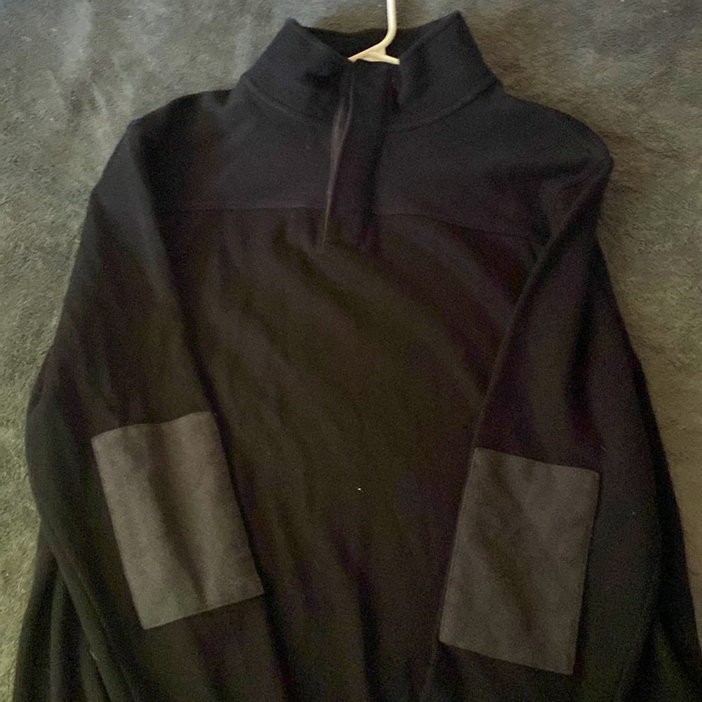 Thomas Parker black zip up turtle neck with elbow pads
